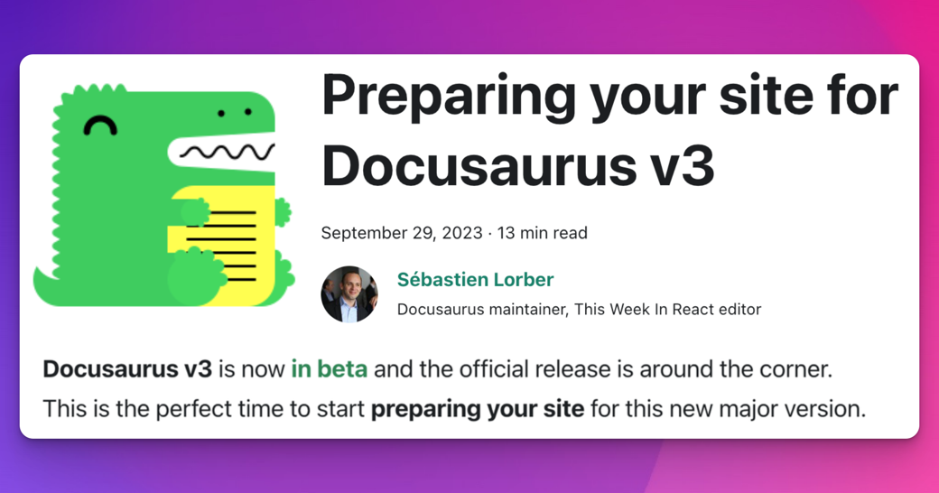 Preparing your site for Docusaurus v3 - social card